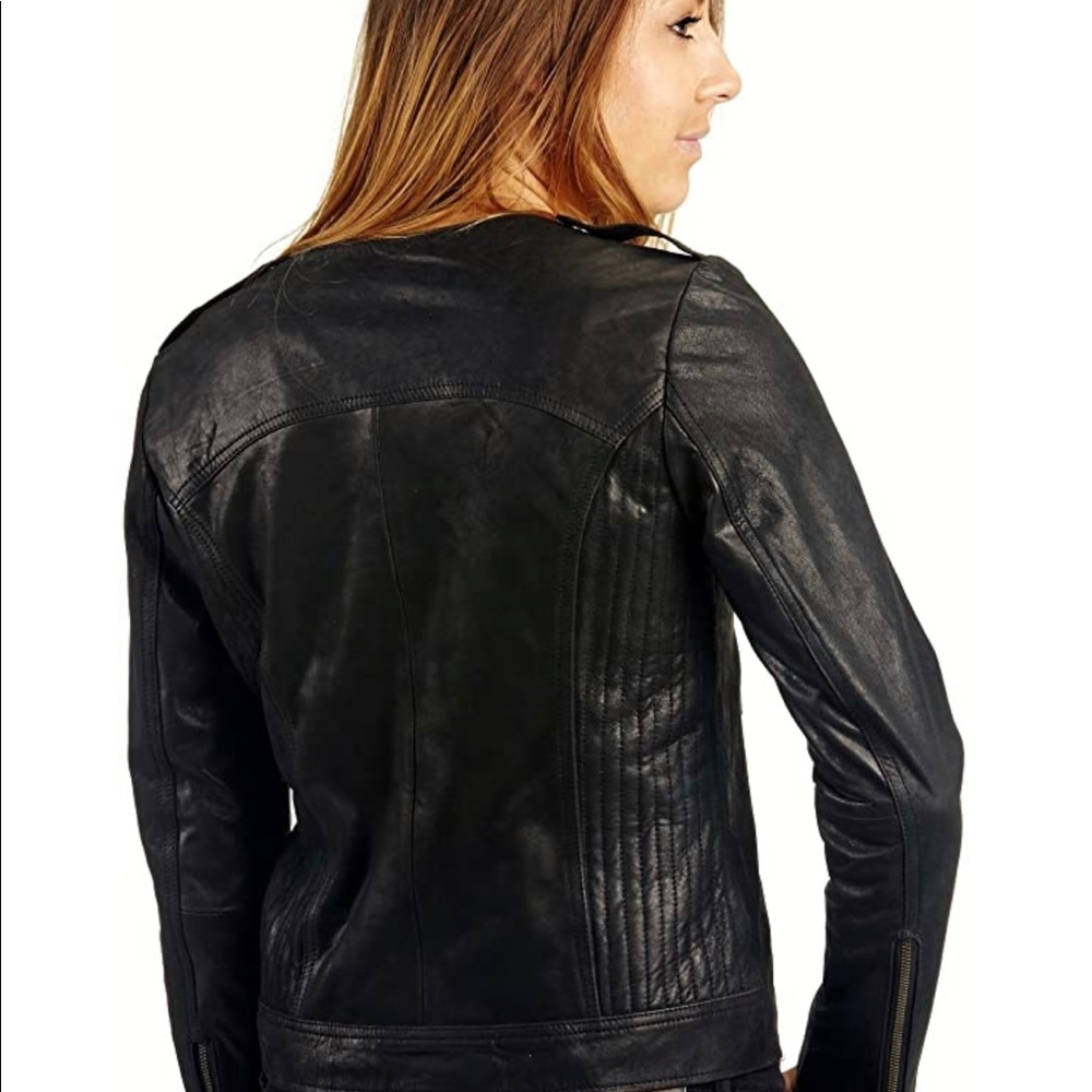 Women’s Semi-Washed Leather Biker Jacket